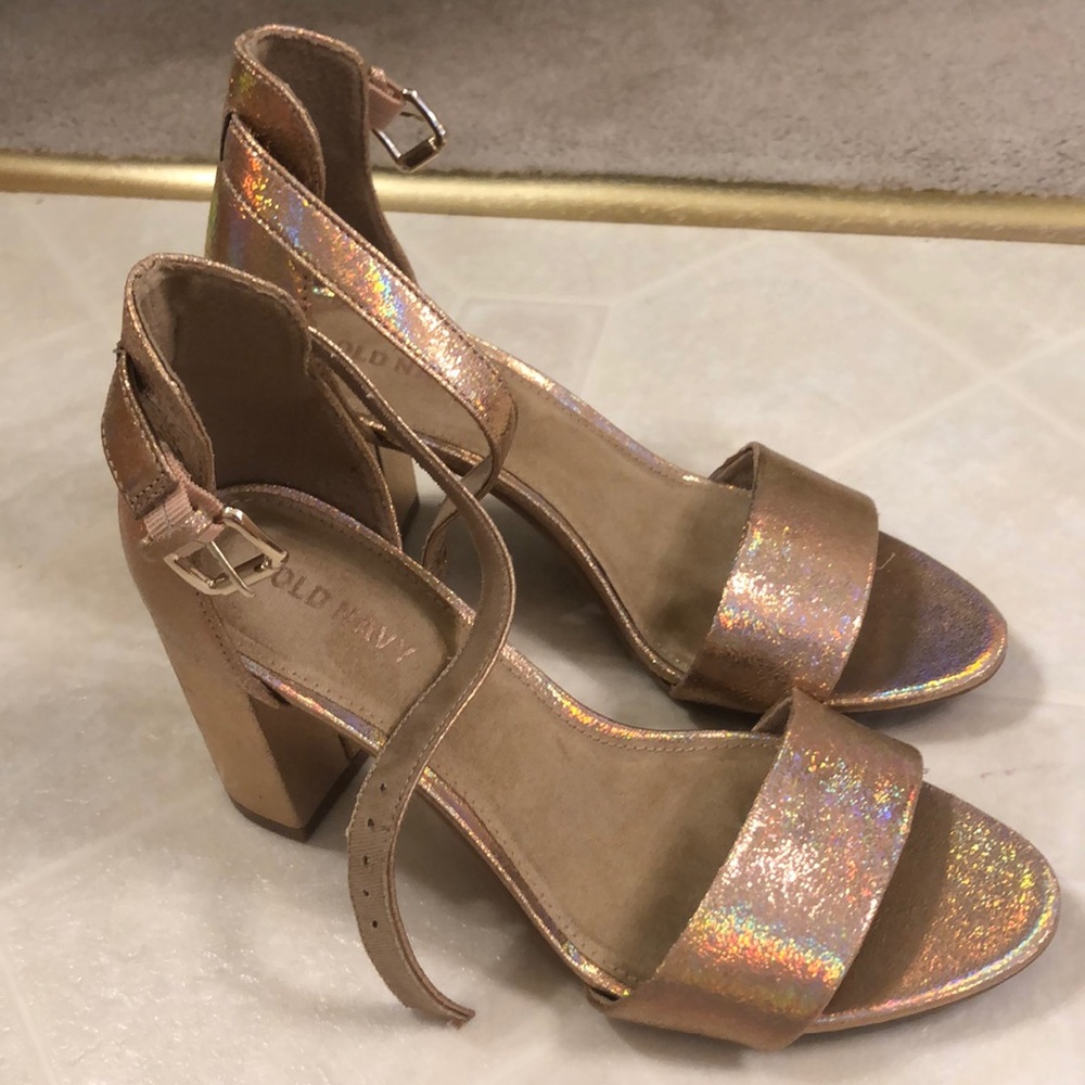 Shimmery gold strappy heels